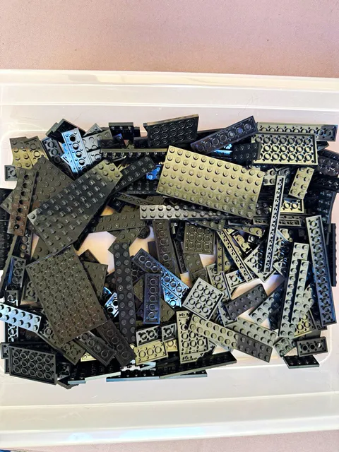 LEGO 1 Lb One Pound Black Bulk Lot Plates Only Assorted Pieces Specialty Parts