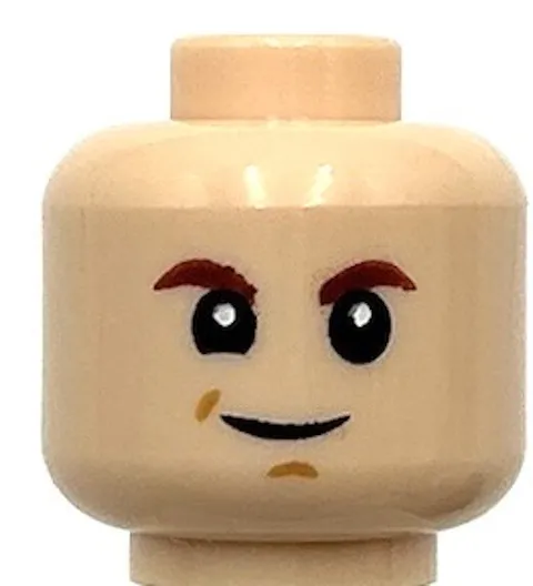 Lego New Light Nougat Minifigure Head Dual Sided Reddish Brown Eyebrows Part