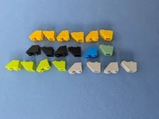 20 LEGO parts, -45 degree inverted slope angle, 2x1, #3665 yellow green gray blu