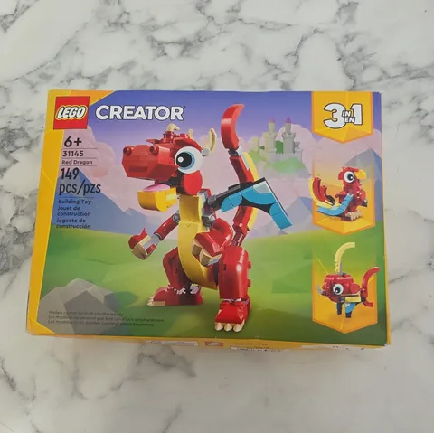 LEGO Creator Red Dragon 31145 3-in-1 Building Set 149 Pieces Box