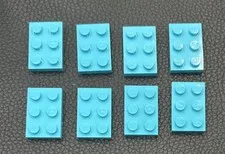 Lego Plate Flat Medium Azure Lot 8 Replacement Part #3021 2 x 3 2x3