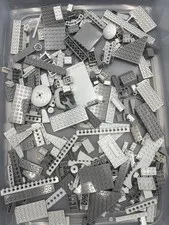 1 lb. Bulk Mixed Gray Legos - standard blocks and unique pieces (Lot V)