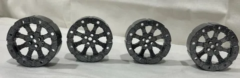 LEGO 55817 Viking Wagon Wheel 12 Holes (55mm D) Star Wars Lot of 4 Black/Silver