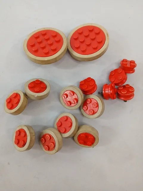 Vintage LEGO Red Wheel 4 & 12 Studs Metal Axle White Tire Smooth Lot 