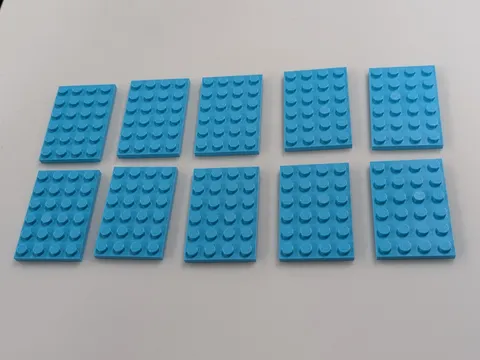 LEGO New x10 Medium Azure Plate 4 x 6 # 3032