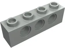 Lego Light Gray TECHNIC Brick 1 x 4 with Holes Qty 1 Part 3701 T1