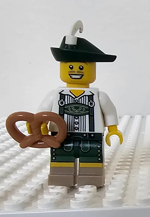 LEGO Lederhosen Guy Minifigure Collectible Series 8 CMF Complete w/ Pretzel