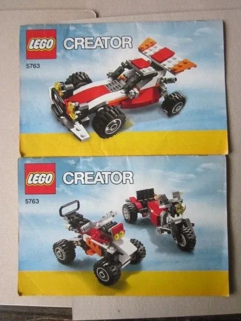 Lego Creator 5763 Building Instructions Instruction 2 Pieces, Trike, Buggy, Formula 1