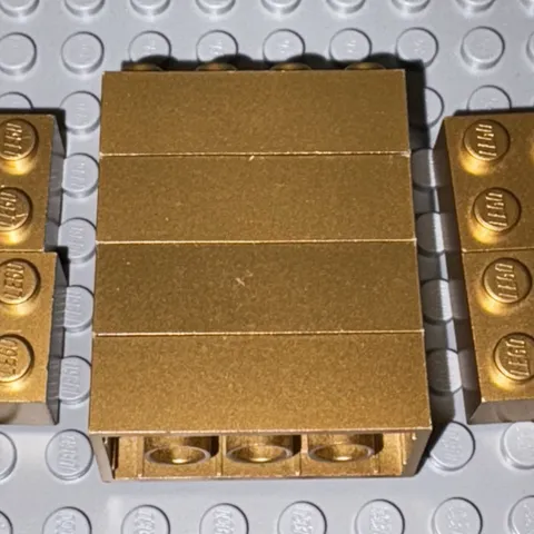 2005 LEGO 2x4 Gold Metallic Brick 50th Anniversary Set of 8 #3001