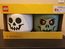 LEGO Halloween Special Edition Storage Head 2 Units (Skeleton & Zombie) LARGE