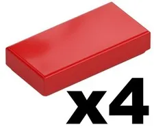 Lego 4 New TILE Red 1 x 2 Stud Plain Mosaic Pieces Part 3069 RD22