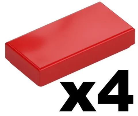 Lego 4 New TILE Red 1 x 2 Stud Plain Mosaic Pieces Part 3069 RD22