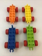 Lego Duplo Lot Cars Train Base Vehicle Toy Parts 4 Pieces Mixed Colors Lot H