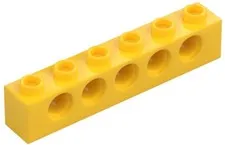 Lego Yellow TECHNIC Brick 1 x 6 with Holes Qty 1 Part 3894 T1