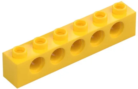 Lego Yellow TECHNIC Brick 1 x 6 with Holes Qty 1 Part 3894 T1