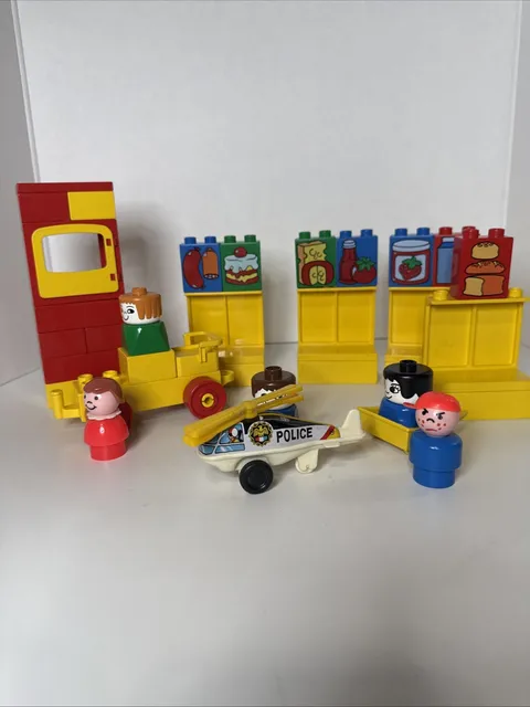 Vintage 1980 Duplo Lego 2640 Grocery Store With 3 Figurines And Extras Only PICT
