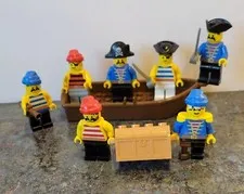 Vintage Lego Pirates 7 Pirate Sea Mates Crew Members Minifigures Boat Chest Lot