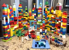 Big Lot Lego Duplo 12 lbs Unique Blocks 21 Vehicles People Animal Cleaned Sorted