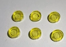 Lego Trans Yellow Round Tiles Lot Of 6 1x1  Smooth Finishing Tile Floor Roof