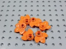 LEGO Lot of 6 Reddish Orange Plant Plates w/ 3 Leaves Minifig BL