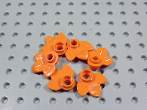 LEGO Lot of 6 Reddish Orange Plant Plates w/ 3 Leaves Minifig BL