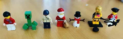 LEGO Minifigures Assorted Lot w/ Accessories Creeper, Santa, Snowman, Pirates