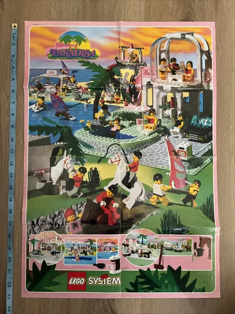 Vintage 1992 Lego Fold Out Poster Lego System Paradisa 16 3/8" X 23" - HTF