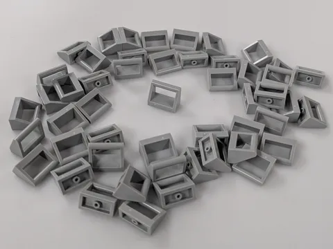 LEGO x50 NEW #60608 Light Bluish Gray Tile Modified 1 x 2 with Bar Handle # 2432