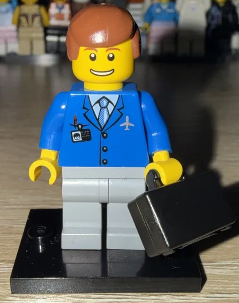 LEGO Classic Town City Airport Airline  Worker Pilot Grey Pants ID Badge
