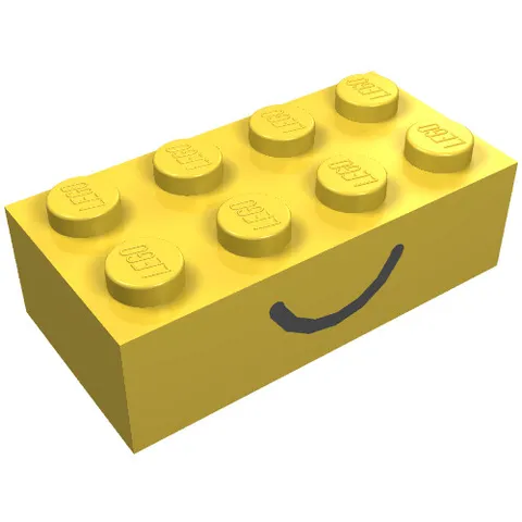 3x LEGO® Part 3001pe1 - Brick 2 x 4 with Smile and Frown Pattern