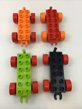 Lego Duplo Lot Cars Train Base Vehicle Toy Parts 4 Pieces Mixed Colors Lot J