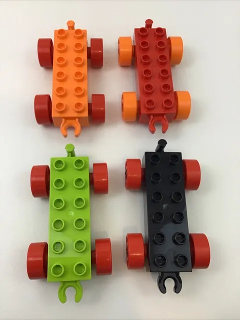Lego Duplo Lot Cars Train Base Vehicle Toy Parts 4 Pieces Mixed Colors Lot J