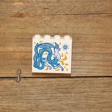 LEGO 60581 White Panel Side Supports 1 x 4 x 3 w/ Blue Dragon Sticker Set 43181