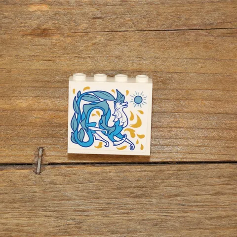 LEGO 60581 White Panel Side Supports 1 x 4 x 3 w/ Blue Dragon Sticker Set 43181