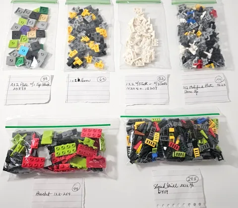 LEGO Bulk Lot 520pc Genuine Plate w/ Top Stud Levers Teeth Brackets Sloped Grill
