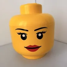 Lego  Large Storage Container Yellow Head Face Girl 11”