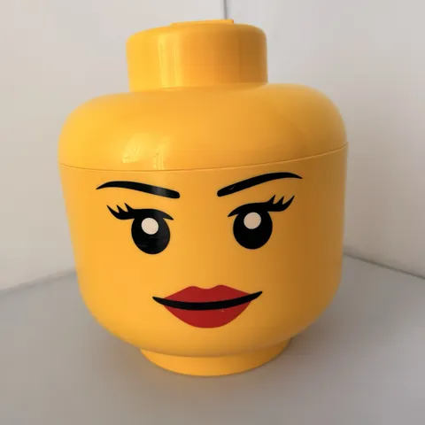 Lego  Large Storage Container Yellow Head Face Girl 11”