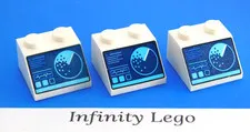 3 LEGO White Slope 2 x 2 (45°) with Dark Blue Sonar Screen (3039 69043) 3 Pieces