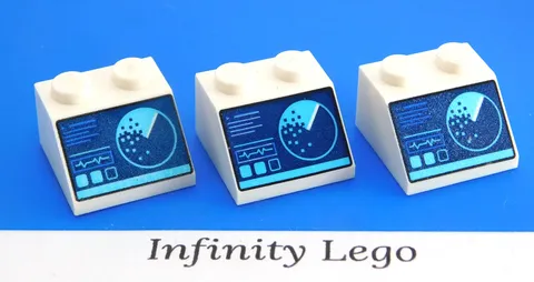 3 LEGO White Slope 2 x 2 (45°) with Dark Blue Sonar Screen (3039 69043) 3 Pieces