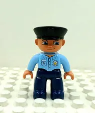 Lego Duplo Figure Police Officer/Security Guard black cap lt blue/navy