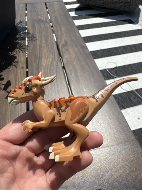 LEGO Printed Dinosaur Figure Orange Dark Blue Tan Plastic 1 Piece