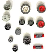 LEGO Technic Wheels Tires Hubs Lot Vintage White Red Black Rims Cylinder Parts