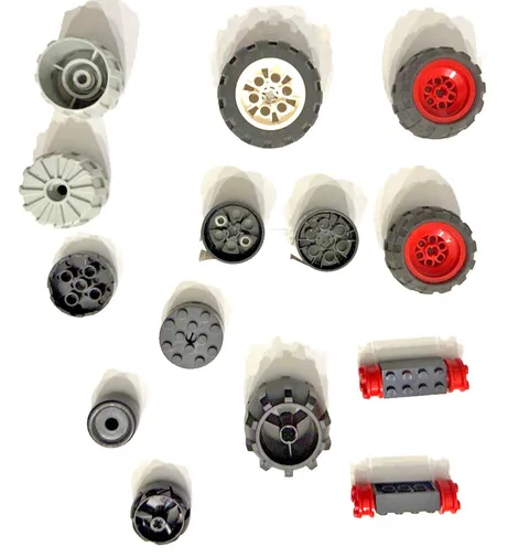 LEGO Technic Wheels Tires Hubs Lot Vintage White Red Black Rims Cylinder Parts