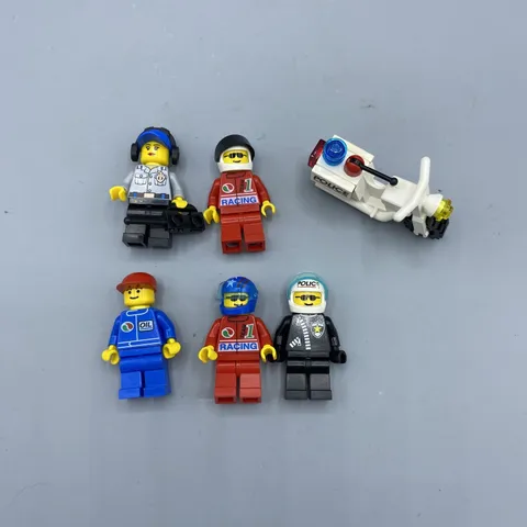 BUNDLE LEGO 6x MINIFIGURES Octan Racing & Police Motorcycle & Helmets
