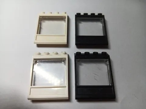 LEGO LOT 4 BLACK & WHITE ROOF WINDOW 4X4X3 BOTTOM PANEL CLEAR GLASS PANES 60806