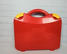 2012 LEGO Brand 2 Tone Red Travel Carrying Case Box Storage Container Dividers