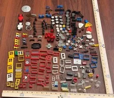 Lego Pieces Lot Tires Axle Door Window Flag Boat Steering Wheel Propeller Pulley