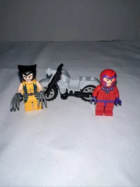Lego Magneto And Wolverine With Motorcycle Lego Minifigures Marvel X Men 6866