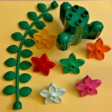 Lego Duplo Plants Green Vine - Flowers - and Green Cactus