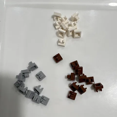LEGO Assorted 1x1 w/ up right holder. Bulk Lot Multicolor White Gray Brown qty30